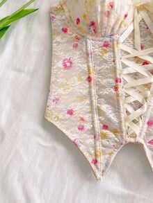 Soleia Atasan Tank Top Korset Bustier Crop Berenda dengan Potongan Seksi untuk Wanita, Cocok untuk Pesta dan Klub Malam - MultiWarna - View 6