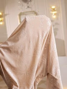 MuseNap CURVE Autumn/Winter Floral Jacquard Velvet Patch Pocket Front Button Long Sleeve Pants Pajama Set For Women Plus Size - Champagne - View 6