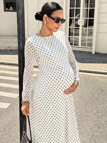 MaterniWear 孕婦波點休閒日常夏季旅行洋裝 - 白色 - 查看 9