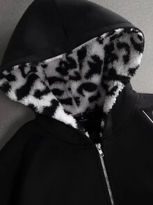 STYNVO 男士刺繡拉鍊長袖連帽衛衣 - 黑色 - 查看 3