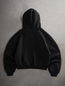 STYNVO 男士刺繡拉鍊長袖連帽衛衣 - 黑色 - 查看 2