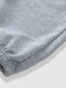 ROMWE MEN Men's Lip Embroidery Long Sleeve Drawstring Hoodie And Sweatpants Casual Set - Grey - View 5