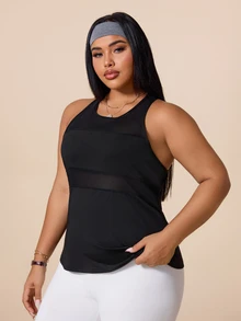SHEIN Rhythm Era Women's Plus Size Solid Color Casual Versatile Daily Gym Travel Sports T-Shirt Black Autumn Fall - Black - View 3