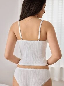 Ocili 100% Cotton Women's Bow Decor Camisole Top - White - View 3
