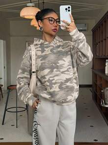 Muchica Sweatshirt Tipis Motif Kamuflase Putih & Abu-abu Gaya Minimalis Kasual, Cocok untuk Awal Musim Gugur, Serbaguna - MultiWarna - View 6