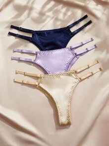 Charlaine French Romantic Women's Fashion Charming Thong Panties 3pcs/Set - Multicolor - View 1