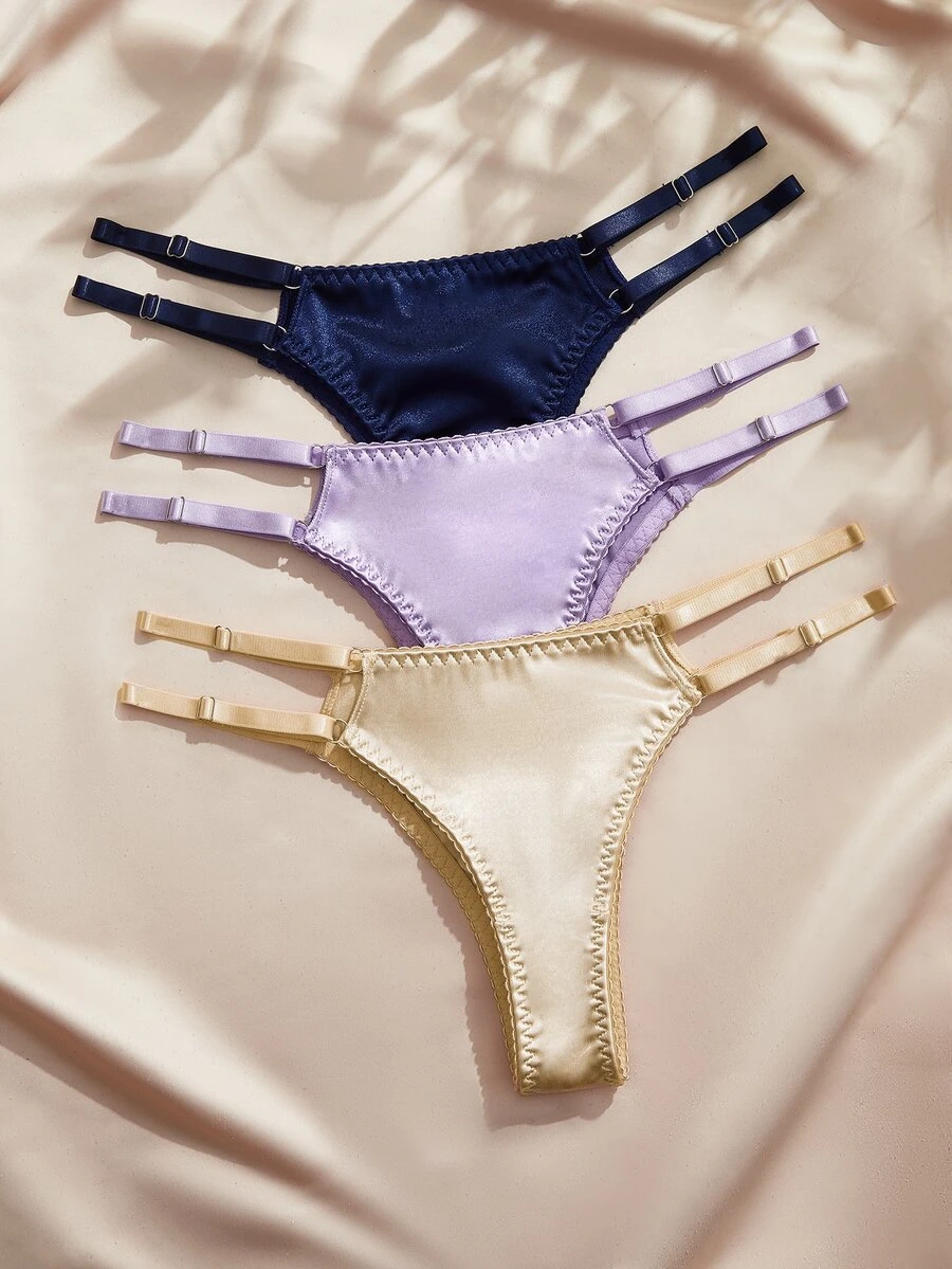 Charlaine French Romantic Women's Fashion Charming Thong Panties 3pcs/Set - Multicolor - View 1