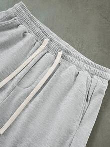 PAVTROS Men's Printed Drawstring Waist Pocket Loose Sweatpants - Grey - View 4