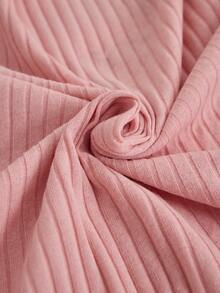 SHEIN Minimal Letter Graphic Ribbed Sleepwear Co-Ord - Pink - View 5