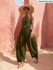Zivah Women's Modern Commute Vacation Casual Asymmetrical Hem Long Pants - Army Green - View 5