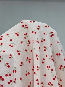 Napfluff Women's Standard Size Cherry Print Ruffle Trim Long Sleeve Nightgown, Lace Collar Decor Pajamas, Cute Style, Suitable For Home And Outdoor Wear, All Season - Apricot - View 7