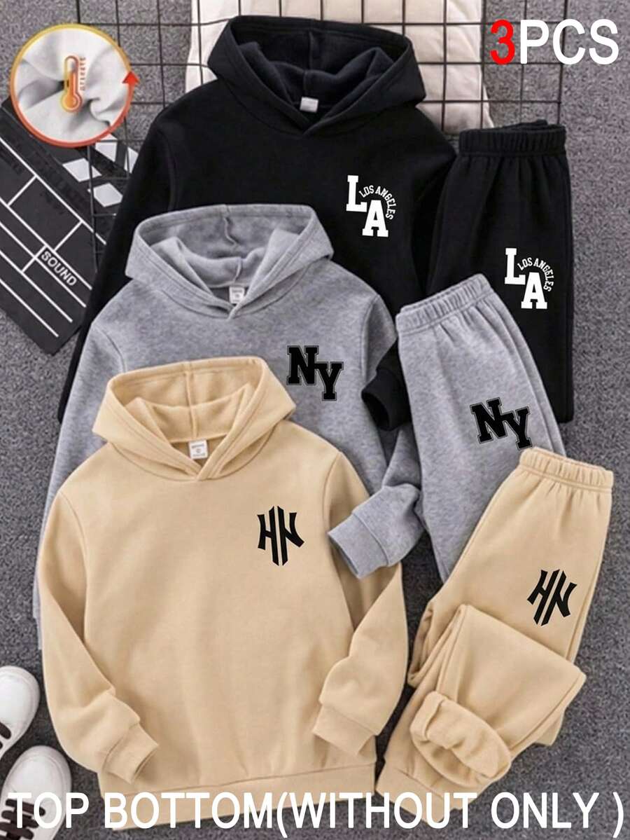 SHEIN 青少年男孩 3件組休閒百搭黑色、灰色、多色運動長褲，適合通勤、學校、日常休閒穿著、運動