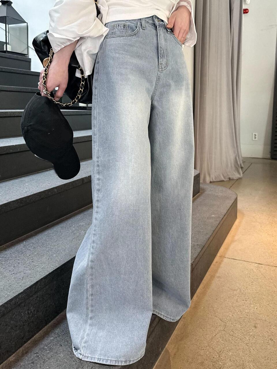 Women's Loose Wide Leg Long Pants Casual Denim Jeans