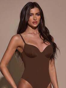SHEIN BAE Women's Summer Elegant Sexy Spaghetti Strap Camisole - Brown - View 4