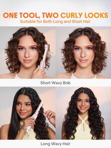 SHEGLAM HAIR It-Curl Hair Curler,24 Mm/0.94-Inch Mini Ceramic Curling Iron,60S Rapid Heating & PTC Uniform Heating,Left/Right Rotation Control,Styles Long & Short Waves,Adds Texture & Volume,Universal Voltage Suitable For Short,Medium & Long Hair - Pink - View 2