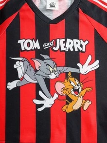 TOM & JERRY X SHEIN Young Boy Letter Cartoon Print Casual Daily Short Sleeve T-Shirt - Multicolor - View 4