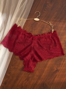 Divavoom 1pc Plus Size Lace Boxer Briefs - Red - View 5