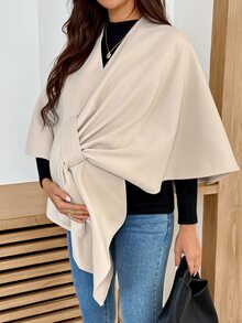 SHEIN Maternity Solid Color Casual Elegant Smart Versatile Daily Wear Party Going Out Pregnant Long Sleeve Jacket Cream Summer - Khaki - View 5