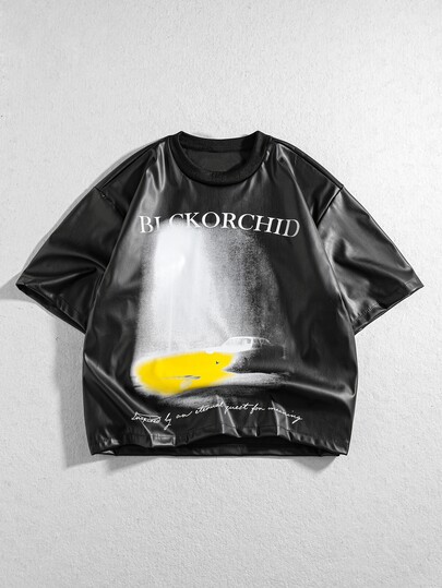 Street Life T-shirt décontracté polyvalent pour homme avec motif lettre, pour un port quotidien