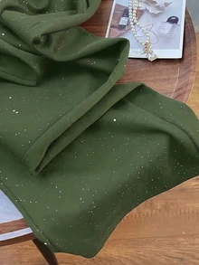 Franclia 星空銀色彈性腰休閒直筒寬腿褲 - 軍綠色 - 查看 6