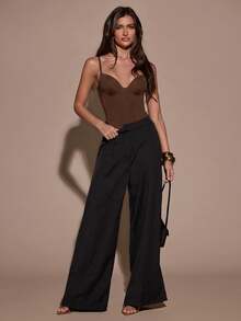 SHEIN BAE Women's Summer Elegant Sexy Spaghetti Strap Camisole - Brown - View 6