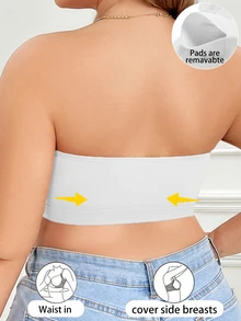 SHEIN 大尺碼無肩帶側扣式胸罩 1件裝 - 白色 - 查看 2