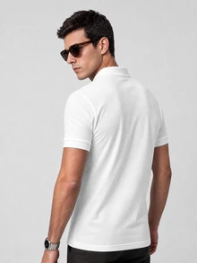 TekDrob Regular Polo With Front Half Zip - White - View 3