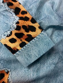 Franclia Women's Leopard Print Patchwork Denim Effect Print Shirt - Multicolor - View 5