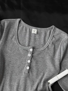 SHEIN Tween女孩格紋簡約長袖時尚休閒褲裝套裝 秋冬穿搭 - 灰色 - 查看 5