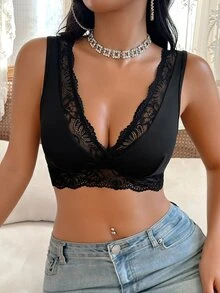 SHEIN Women's Bra (Wireless) 1pc - Black - View 3