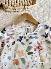 LMoss Kids 女童編織碎花圓領休閒洋裝 - 彩色 - 查看 4
