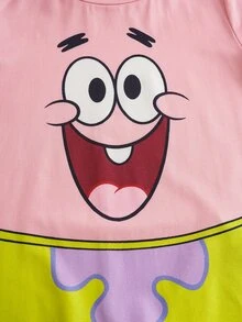 SpongeBob SquarePants | SHEIN Young Girl Cartoon Print Romper - Multicolor - View 5
