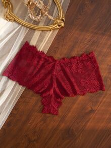 Divavoom 1pc Plus Size Lace Boxer Briefs - Red - View 2