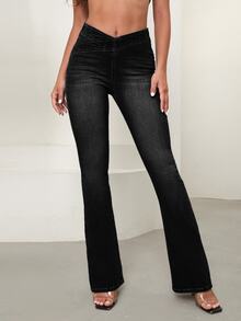 Selenza Women's Casual Versatile Daily Wear Denim Long Pants - Black - View 6