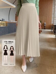 Dazy Tall Women's Long Elegant Pleated Skirt Fall - Apricot - View 1