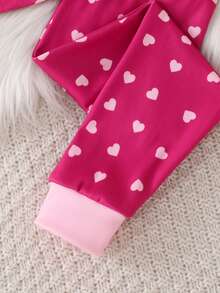 2pcs/Set Young Girls Pajamas Cute Princess Print Long Sleeve Long Pants Knit Snug Fit Sleepwear Loungewear Set - Pink - View 8
