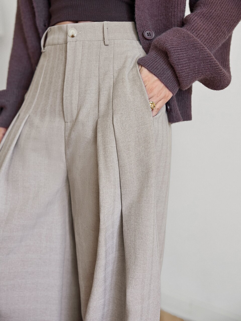 Women's Fashion Commute Solid Color Wide Leg Pants Business Casual Woman Fall