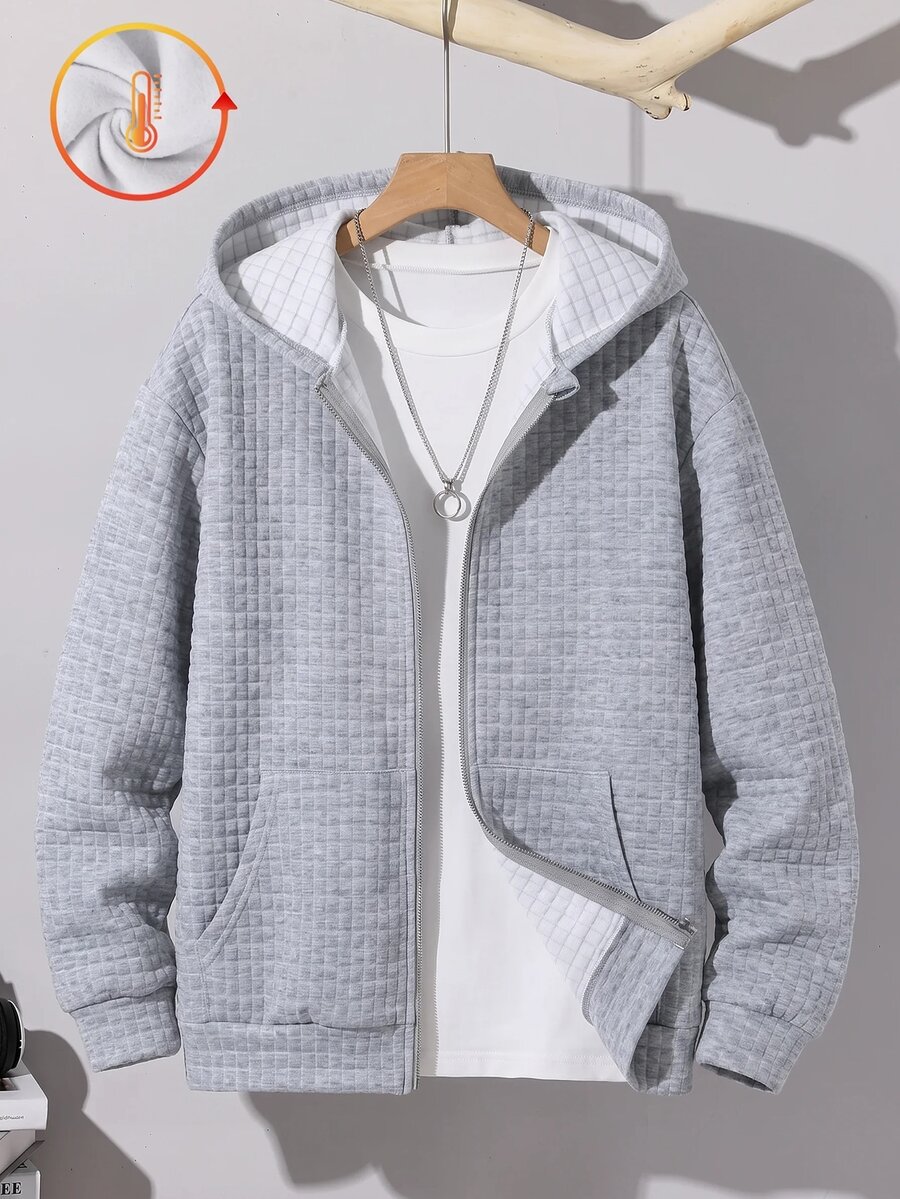SHEIN 青少年男孩百搭拉鍊連帽衛衣,附口袋,適合日常穿著 - 彩色 - 查看 1