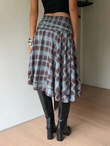 SHEIN Elegant Versatile Slimming Plaid Skirt For Women - Multicolor - View 2