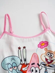SpongeBob SquarePants | SHEIN Tween Girl Cartoon Print Camisole & Boyshort Underwear Set - Pink - View 4