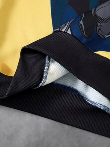 BATMAN X SHEIN Sweatshirt Anak Laki-Laki Usia Remaja dengan Motif Kartun Patchwork Blok Warna - MultiWarna - View 8