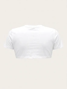 SHEIN ICON 夏季休閒純色短版上衣 - 白色 - 查看 2