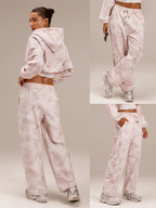 Everyday Fleece Chill Season Soft Warm Hip Curved Adjustable Drawstring Hem Waist Side Pockets Wide-Leg Joggers Pants Outdoor Casual