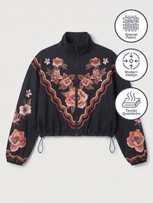 CAJUNI Women's Long Sleeve Zip-Up Floral Print Sports Jacket - Multicolor - View 6
