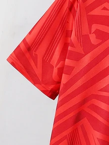 SHEIN 青少年男孩 2件組休閒短袖上衣與長褲套裝，運動風街頭穿搭 - 紅色 - 查看 7