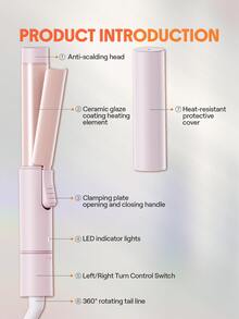 SHEGLAM HAIR It-Curl Hair Curler,24 Mm/0.94-Inch Mini Ceramic Curling Iron,60S Rapid Heating & PTC Uniform Heating,Left/Right Rotation Control,Styles Long & Short Waves,Adds Texture & Volume,Universal Voltage Suitable For Short,Medium & Long Hair - Pink - View 9