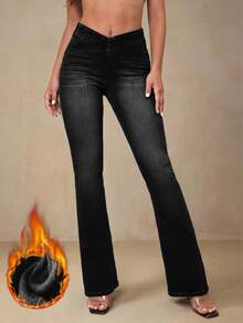 Selenza Women's Casual Versatile Daily Wear Denim Long Pants - Black - View 1