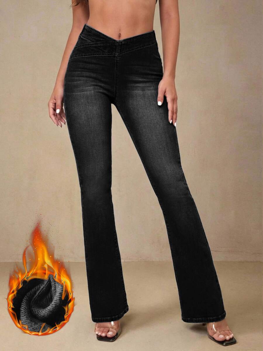 Selenza Women's Casual Versatile Daily Wear Denim Long Pants - Black - View 1