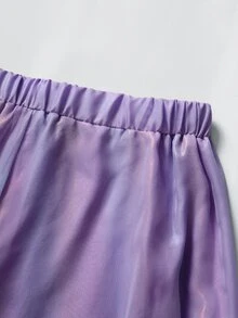 GlowEve CURVE Plus Size Women's Solid Color Pleated Top And Skirt Fashion Set Fall - Purple - View 7