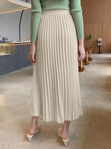 Dazy Tall Women's Long Elegant Pleated Skirt Fall - Apricot - View 2